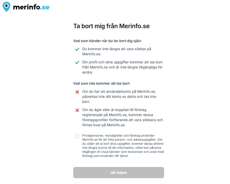Så tar du bort dina uppgifter från Merinfo